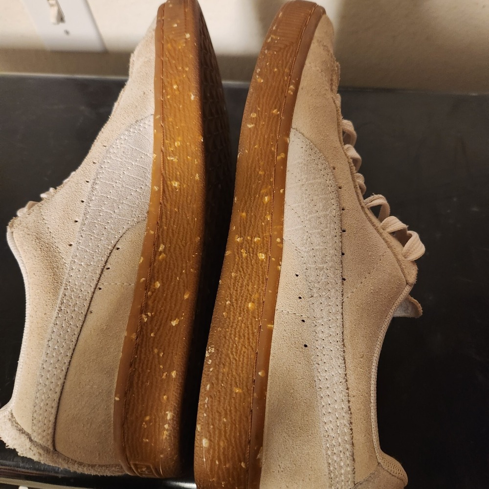 Puma Women's 7.5 Suede Trainer Sneakers Off White Cream Beige Gum Splatter - Picture 12 of 13
